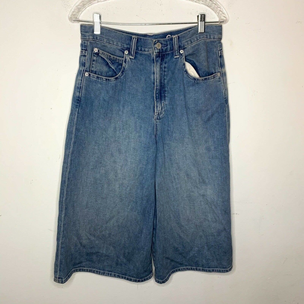 Gap Jeans Wide Leg Cropped High Rise Waist Blue Denim Women’s 27/8